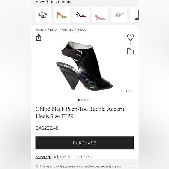 Chloe Black Patent Leather Peep-Toe Buckle Accent Heels - Picture 14 of 14